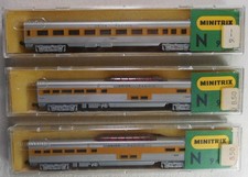Modellbahn Spur N Minitrix -Drei Personenwagen 3031 Streamliner U.P. in OVP /166