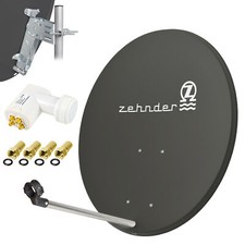 ZEHNDER Digitale SAT Anlage 80cm Satelliten Spiegel Schüssel + Quad LNB 0,1dB d