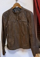 QS s.Oliver Damen Lederjacke Lammnappa Braun Gr. 42/44