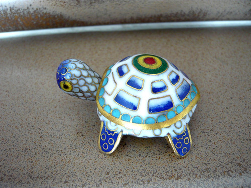 Cloisonne schildkröte dose - cloisonne,