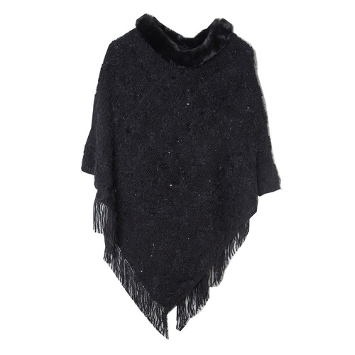 Damen poncho umhang kunstfell - damen,