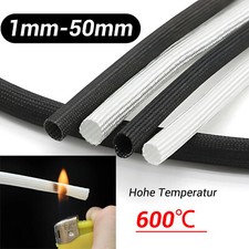 Geflechtschlauch weiß / schwarz Gewebeschlauch Kabelschutz 1 2 2,5 3 4 5mm-50mm