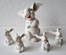 5 schöne Rosenthal Porzellan Figuren "Lachende Hasen" - Entwurf M. H. Fritz