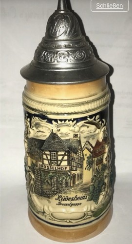 Zinndeckel bierkrug rüdesheim - zinndeckel,