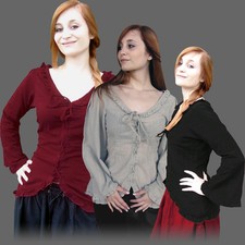 Rüschen-BLUSE, 3 FARBEN, XS-XXXL, Mittelalter Bluse Baumwolle Mittelalterbluse