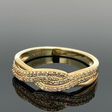 RING GR.20 (CA.62) AUS 925/- SILBER GELBVERGOLDET MIT DIAMANTEN   SCHMUCKJAGD
