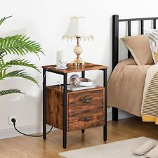 Nachttisch Beistelltisch Nachtschrank Nachtkommode mit Steckdosen USB-Anschlüsse