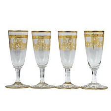 Antike Josephinenhütte, 4 x Likörgläser, kunstvoll vergoldet