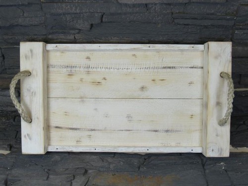 Tablett shabby look weiß - tablett, im