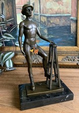 Bronzefigur Mann 26 cm Erotik Bronze Männlicher Akt Athlet Skulptur Bauarbeiter 