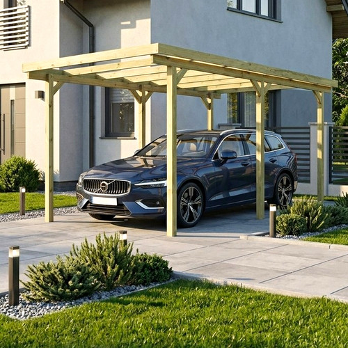 Holz carport beige - beige, mit