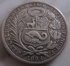 MDS PERU LIMA UN 1 SOL 1894, SILBER  #N
