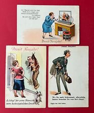 3 x Glückwunsch AK NEUJAHR um 1930 Typen Frau vor Bild Telefon Humor   ( 131793