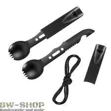 CAMPING BESTECK SET 7in1 OUTDOOR SURVIVAL ESSBESTECK GÖFFEL SÄGE PFEIFE MESSER