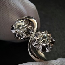 Vintage Toi et Moi Ring 14k 585 Gold Diamant Brillant 0,30 Carat Wien RG 58/59 S