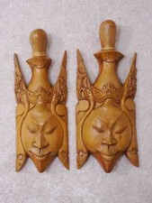reqIun - 2 x Holz Wandmaske Bali oder Indonesien - Handgefertigt - Schnitzerei