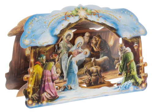 Große papierkrippe mit - große,