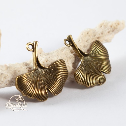 Gingko blatt anhänger - anhänger, 24mm
