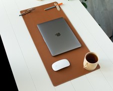 Schreibtischunterlage Leder 70x30cm Braun und Schwarz Laptop Matte Mauspad XXL