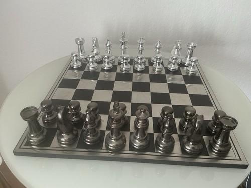 Schachspiel aluminium holz - aluminium,
