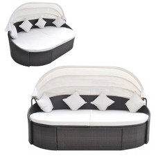 Garten Sonneninsel mit Sonnendach Liegeinsel Polyrattan Gartenmöbel Sitzgruppe