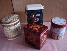 4 BLECH-DOSEN TEE/KEKS/GEBÄCK eine mit MUSIK NIKOLAUS  VERPACKUNG BOX SCHATULE