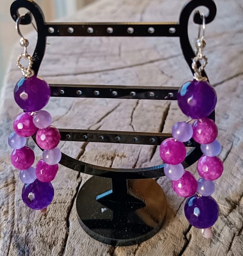 Lila pink quarz ohrringe - ohrringe, 925