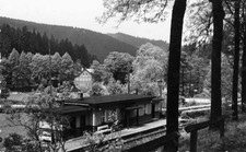 1568-Ansichtskarte Meuselbach-Schwarzmühle Haltepunkt Schwarzatalbahn Reichsbahn