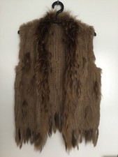 Fellweste Weste Pelz Jacke Echtfell Waschbär Kaninchen Übergangs Gr. M L 38 40
