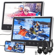 2x12" Auto Kopfstütze Monitor Tragbarer DVD Player 1366x768 HDMI USB+2 Kopfhörer