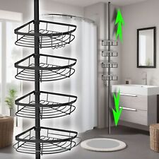 Höhenverstellbares Duschregal BadezimmerRegal 73-266cm 4 Ebenen schwarz lackiert