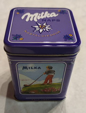 Milka Naps Blechdose leer Nostalgie Vintage ca. 12x9x9 cm lila Milkafarbe Sammle