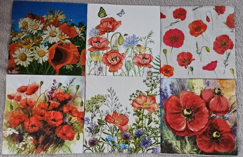 Servietten blumen roter mohn - 6,