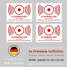 4x Aufkleber Alarmanlage Alarmgesichert Alarm Sticker Wetterfest UV-Beständig