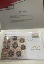 Numisbrief KMS Monaco Visite Crest, Auflage nur 375 St. im Folder 1 cent -2 Euro