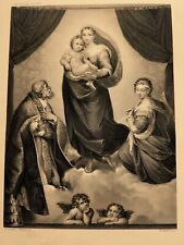 RAPHAEL SANTI MADONNA SIXTINISCHE 1872 ANTIQUARISCH STAHLSTICH GEMÄLDE GRAVURE