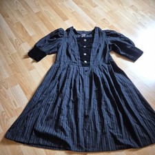 Rhöner Land Eos Damen Kleid 22 / 24 schwarz gestreift 3/4 Arm Wadenlang 