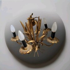 Honsel Vintage Kronleuchter Deckenlampe Weizen Ähren Gold Regency  5Armig 