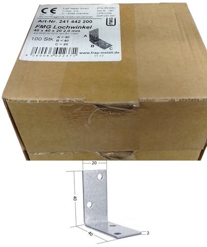 Lochplattenwinkel 40x40x20 - , x2