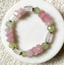 Edelsteinarmband aus Rosenquarz, Prehnit und Lavendelamethyst - Neu