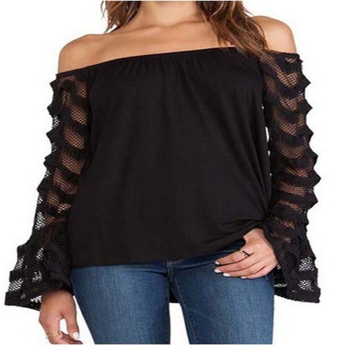 Langarm shirt spitze oberteil - langarm,