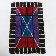 Bauhaus Stil MCM Vintage Teppich - Schwedisch / Scandi Rya - Lila / Blau / Rot