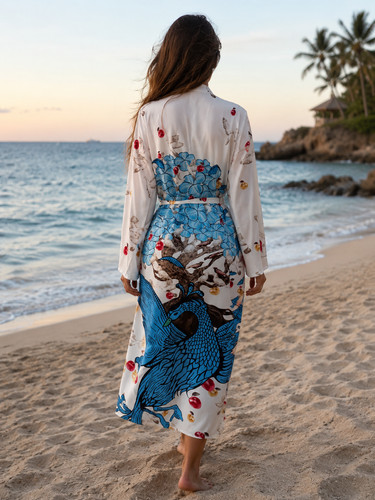 Strandkleid damen kimono - damen, weiß