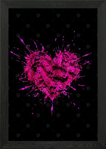 Rosa splatter herz - herz, schwarz