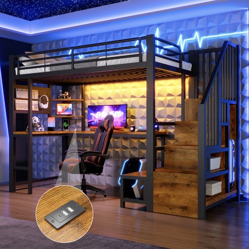 Led hochbett mit schreibtisch - mit,