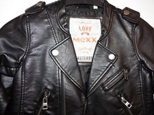 Mexx - Leder-Imitat Jacke für Mädchen Gr. 140, Bikerjacke, schwarz
