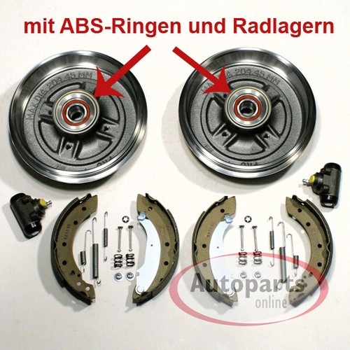 Bremstrommel set 203 abs - Ø,