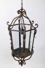 AUßERGEWÖHNLICHE ALTE LAMPE AUS SCHMIEDEEISEN / HÄNGELAMPE