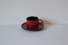 Melitta Kopenhagen Rot Selenrot innen Schwarz Tasse Kaffeetasse mit Untertasse