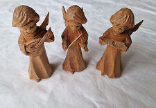 3 Engel mit Laute / Geige / Buch aus Holz geschnitzt ca 9,5 cm hoch